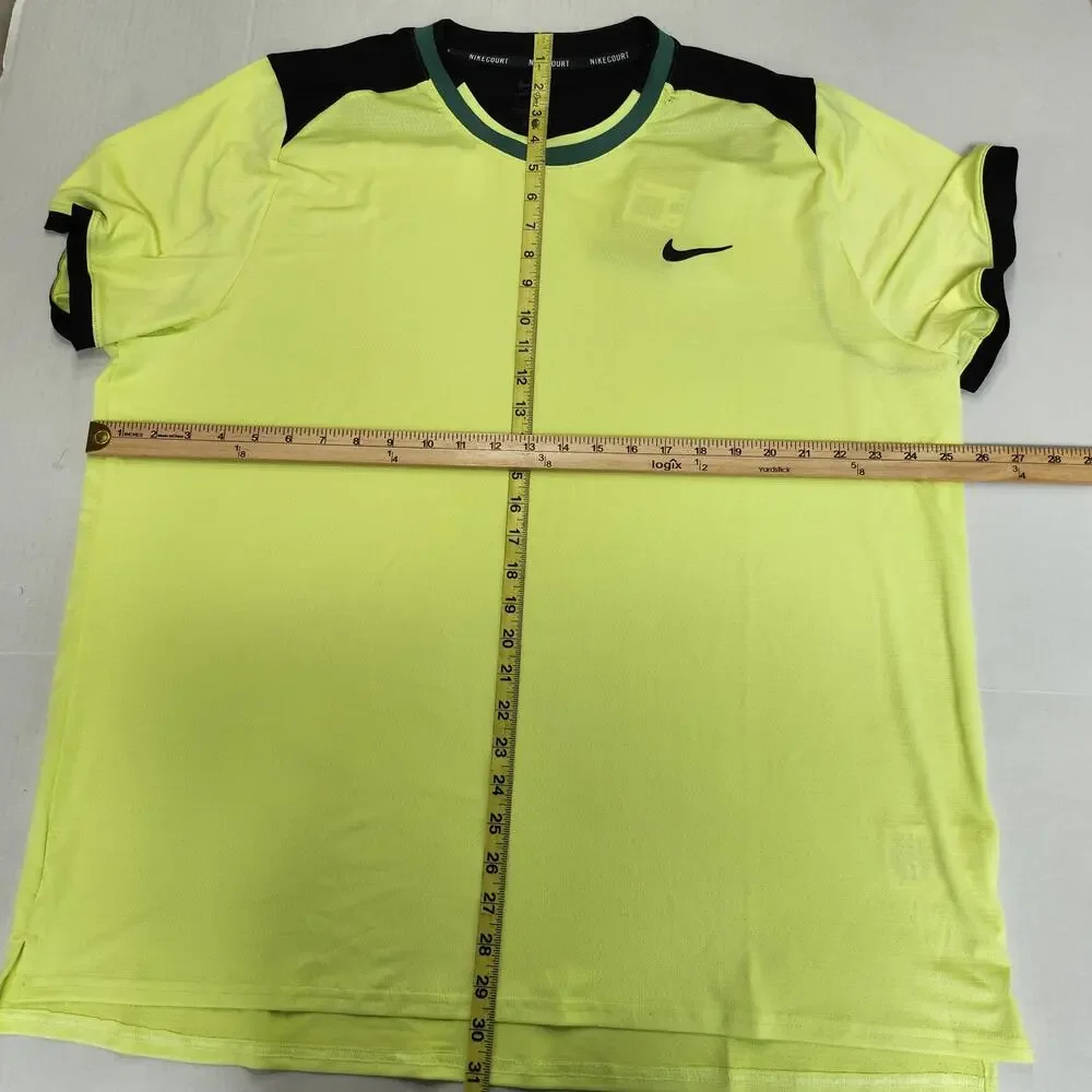 Mens Size 2XL Nike Tennis T-Shirt Dri-FIT Court Advantage Slit Yellow FD5320-736